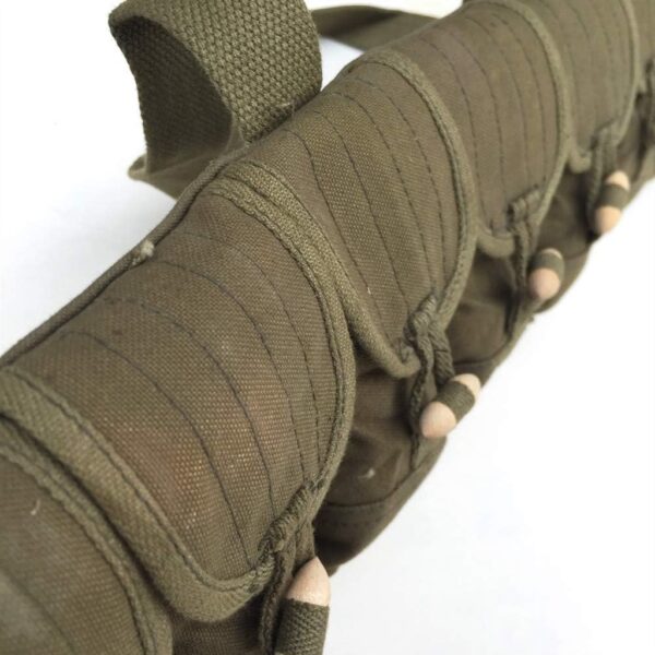 top view of an olive drab 10 Pocket Chinese SKS chest rig close up