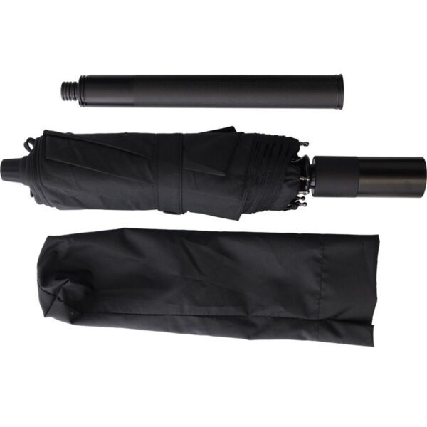 components of a black covert tactical self defense umbrella