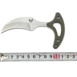 a compact fixed blade knife above a tape measurer