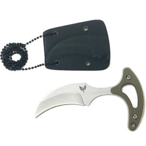 a sickle-shaped fixed blade knife and sheath