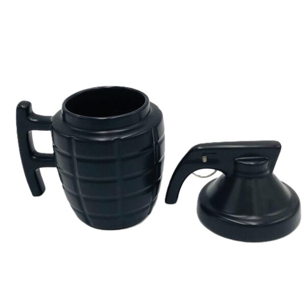 a mug shaped like a grenade