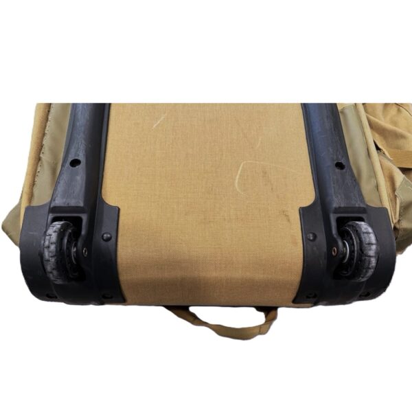 the wheels on a large London Bridge Trading Company US Marine Corps coyote brown deployment bag