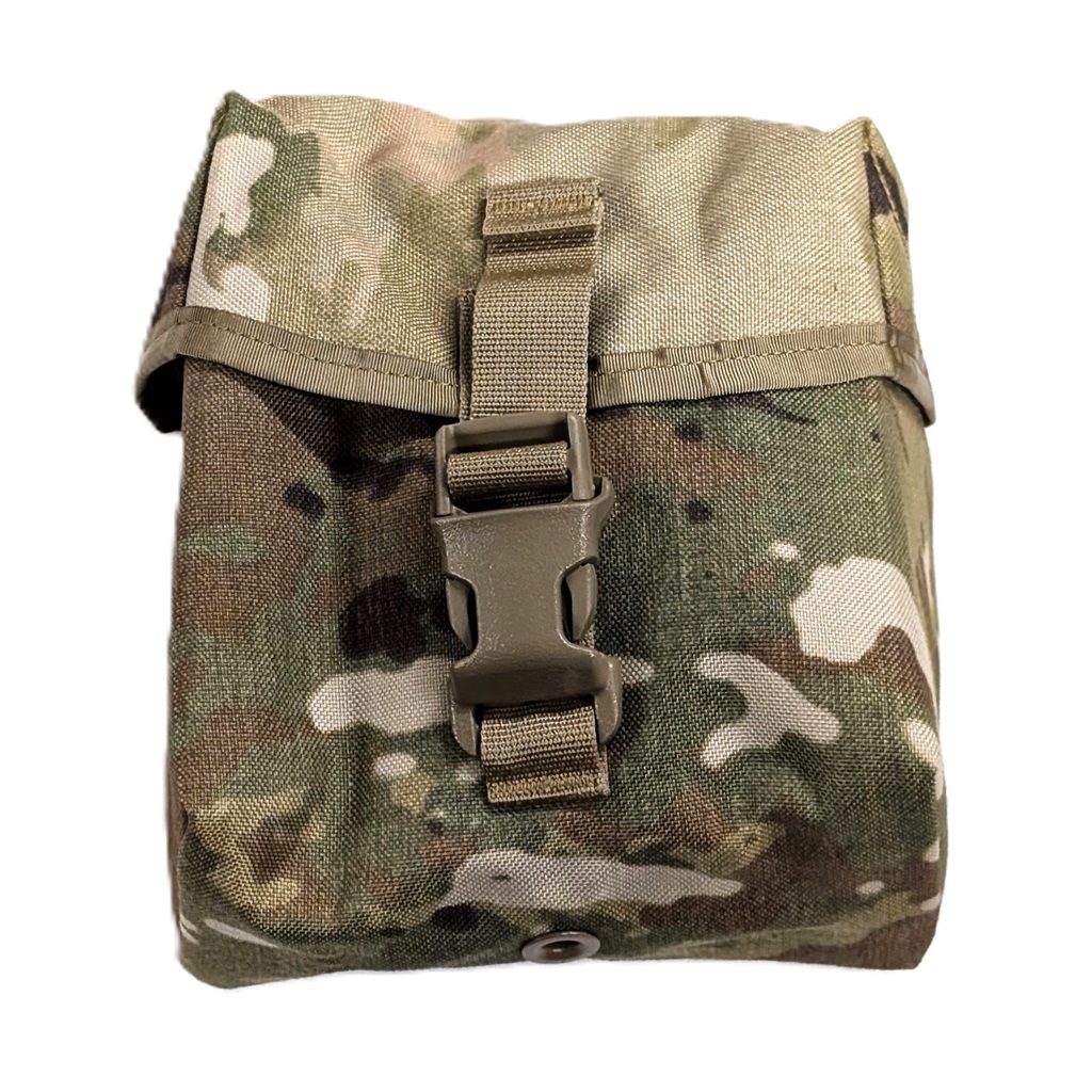 the front of an OCP Scorpion camo 100 round magazine pouch