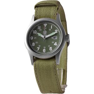 an olive drab and silver watch from Smith & Wesson