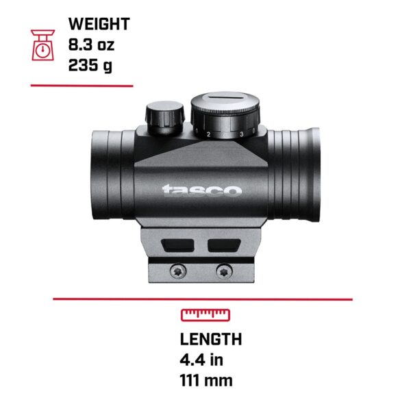 dimensions of a Tasco Propoint 1x30mm red dot sight