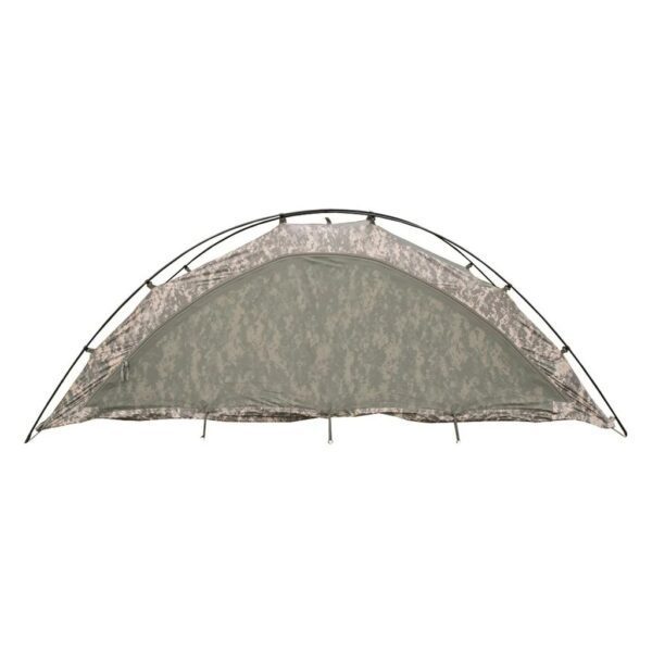 a US Army-issue ACU camouflage Improved Combat Shelter (tent)