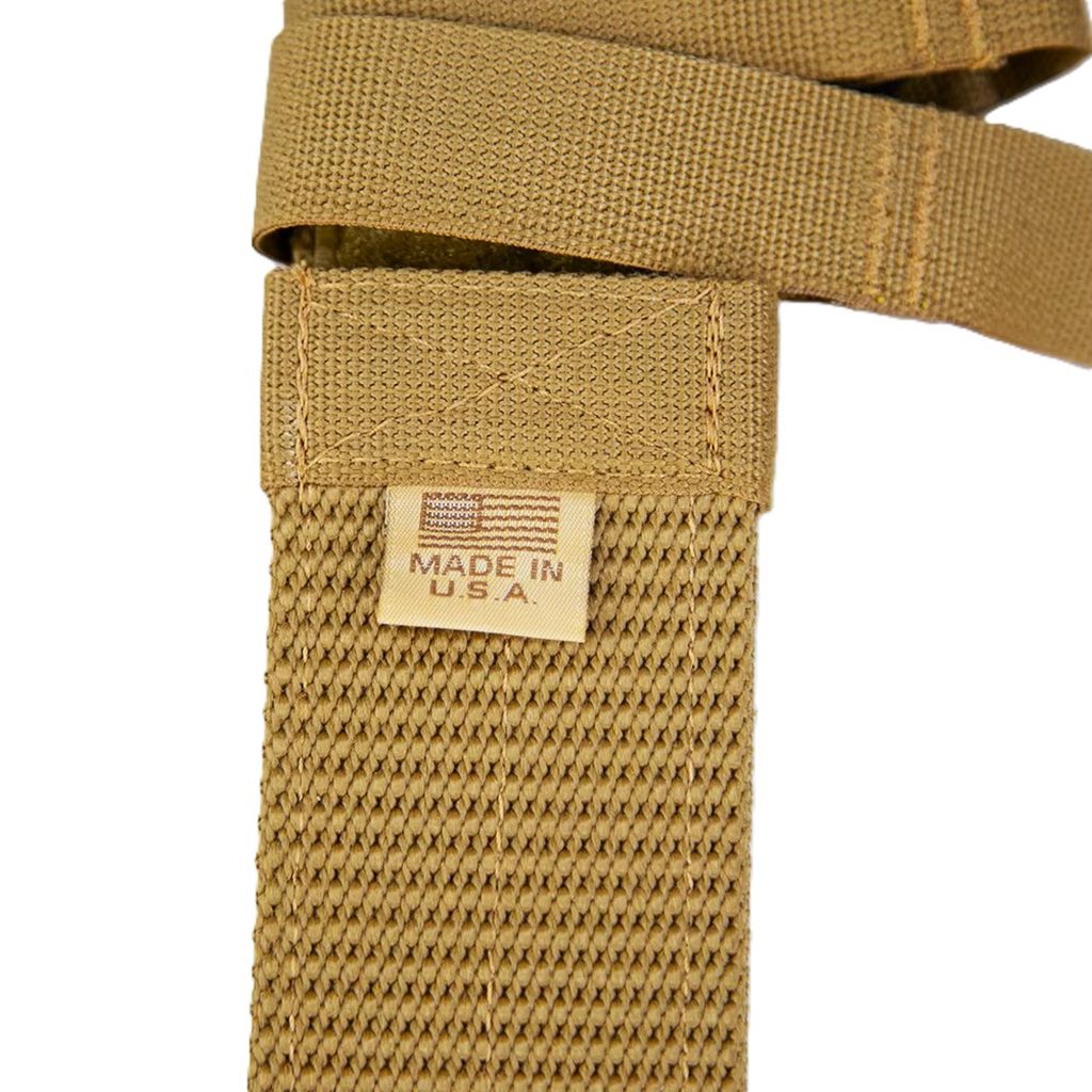 a coyote brown war belt tag