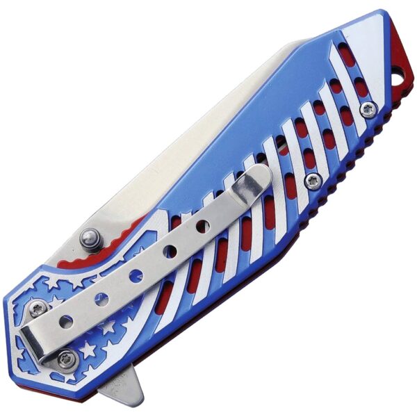 a closed American flag knife