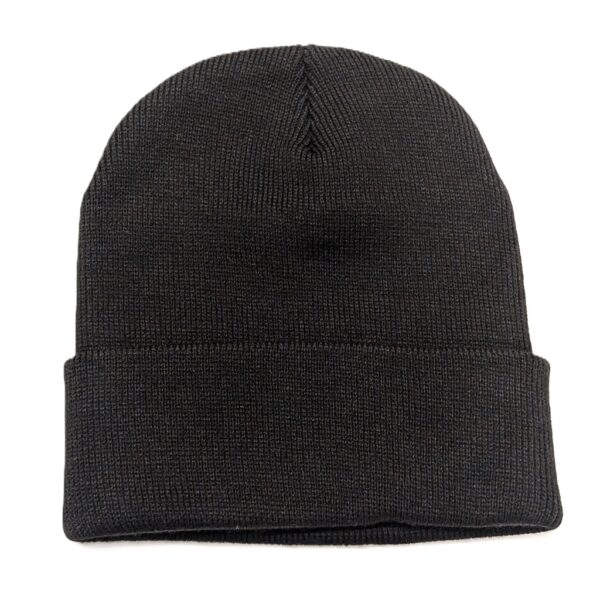 a black performance acrylic knit beanie