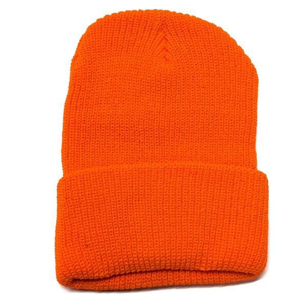 a blaze orange performance acrylic knit beanie