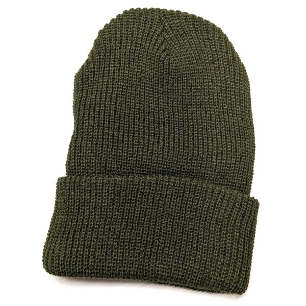 an olive drab performance acrylic knit beanie