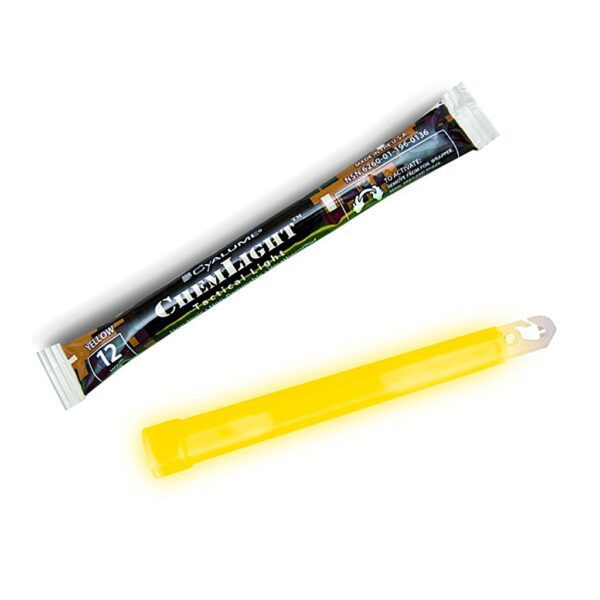 a yellow 12-hour chemlight