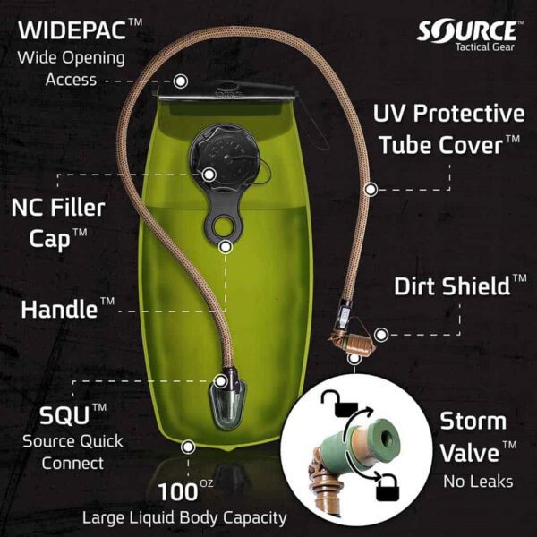 a Source Tactical 3-liter hydration bladder