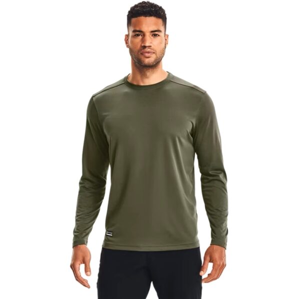 a man wearing Under Armour tactical tech long sleeve shirt