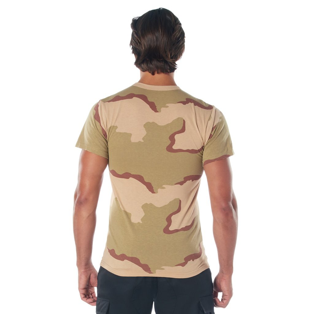 a soldier wearing a tri-color desert t-shirt