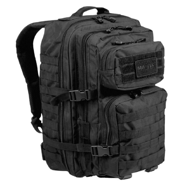 a large black military assault pack backpack