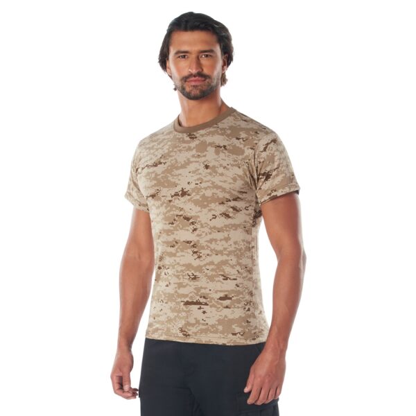 a soldier wearing a digital desert t-shirt