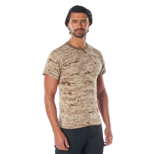 a soldier wearing a digital desert t-shirt