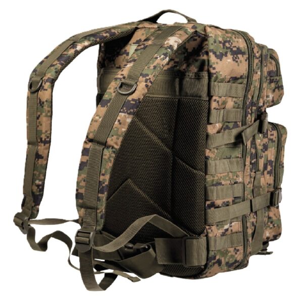 a large digital woodland camouflage military assault pack backpack