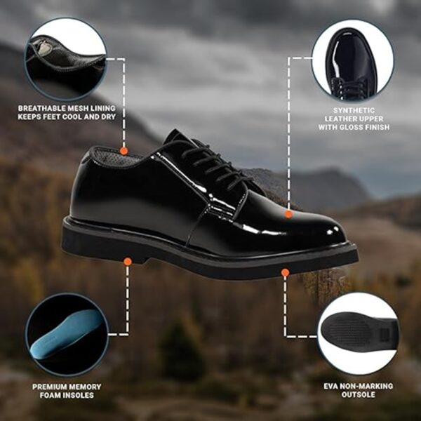 glossy patent oxford military dress shoes