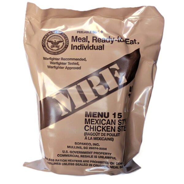 a US military-issue individual MRE meal