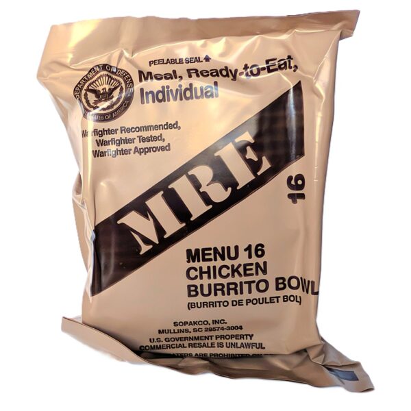 a US military-issue individual MRE meal