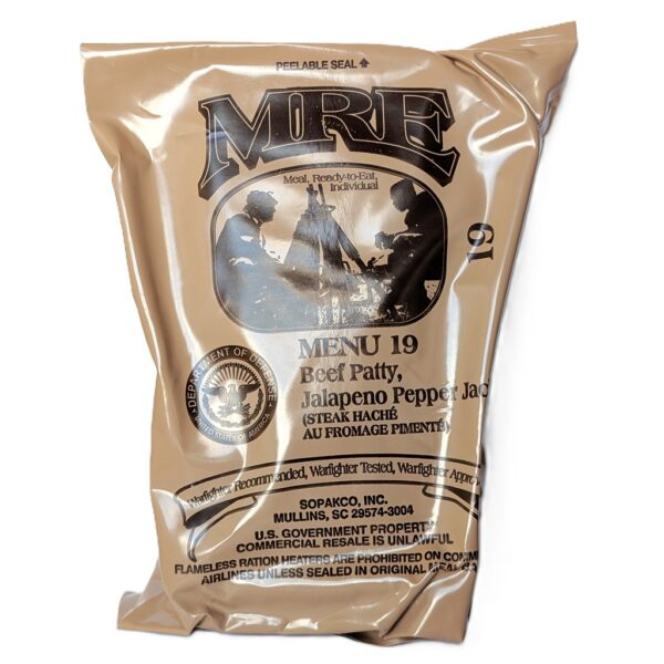 a US military-issue individual MRE meal