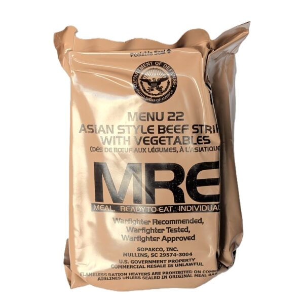 a US military-issue individual MRE meal