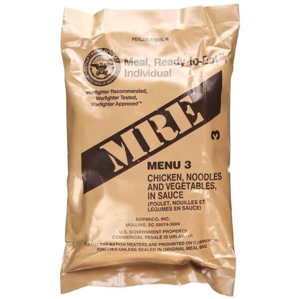 a US military-issue individual MRE meal