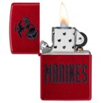 a cherry red US Marine Corps zippo lighter with an EGA