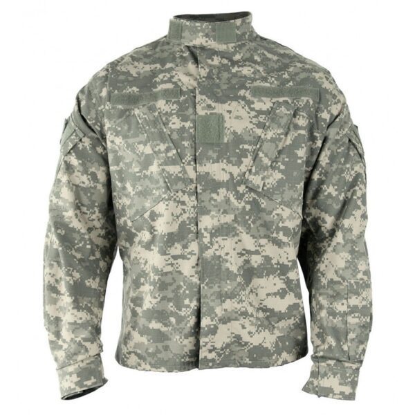 US Army ACU Universal Camo Pattern Garrison Shirt with hook and loop chest and shoulder pockets