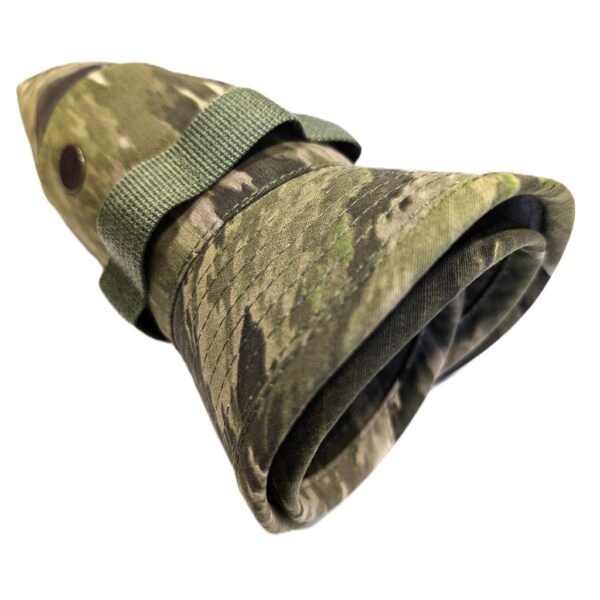 an intermediate camo A-TACS iX USGI boonie cover