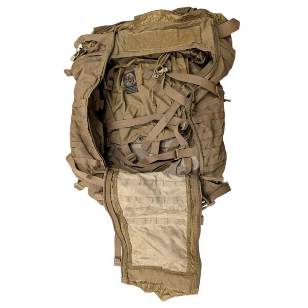 a coyote brown Granite Gear CHIEF Patrol Pack--a US Special Forces rucksack that is lightweight, comfortable, and durable