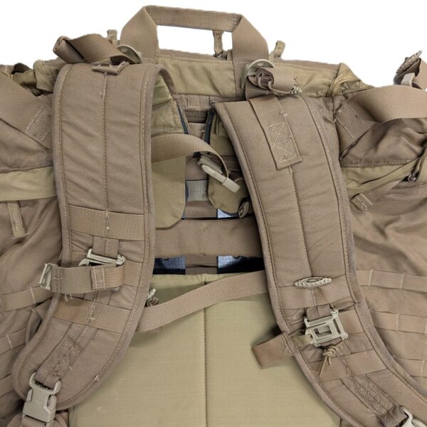 a coyote brown Granite Gear CHIEF Patrol Pack--a US Special Forces rucksack that is lightweight, comfortable, and durable