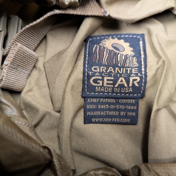 a coyote brown Granite Gear CHIEF Patrol Pack--a US Special Forces rucksack that is lightweight, comfortable, and durable