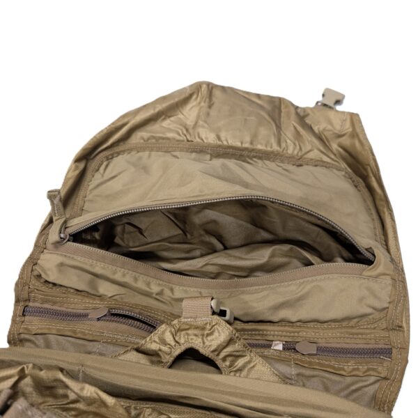 a coyote brown Granite Gear CHIEF Patrol Pack--a US Special Forces rucksack that is lightweight, comfortable, and durable