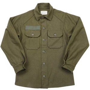 an olive drab, Korean War-era OG-108 M1951 cold weather field shirt