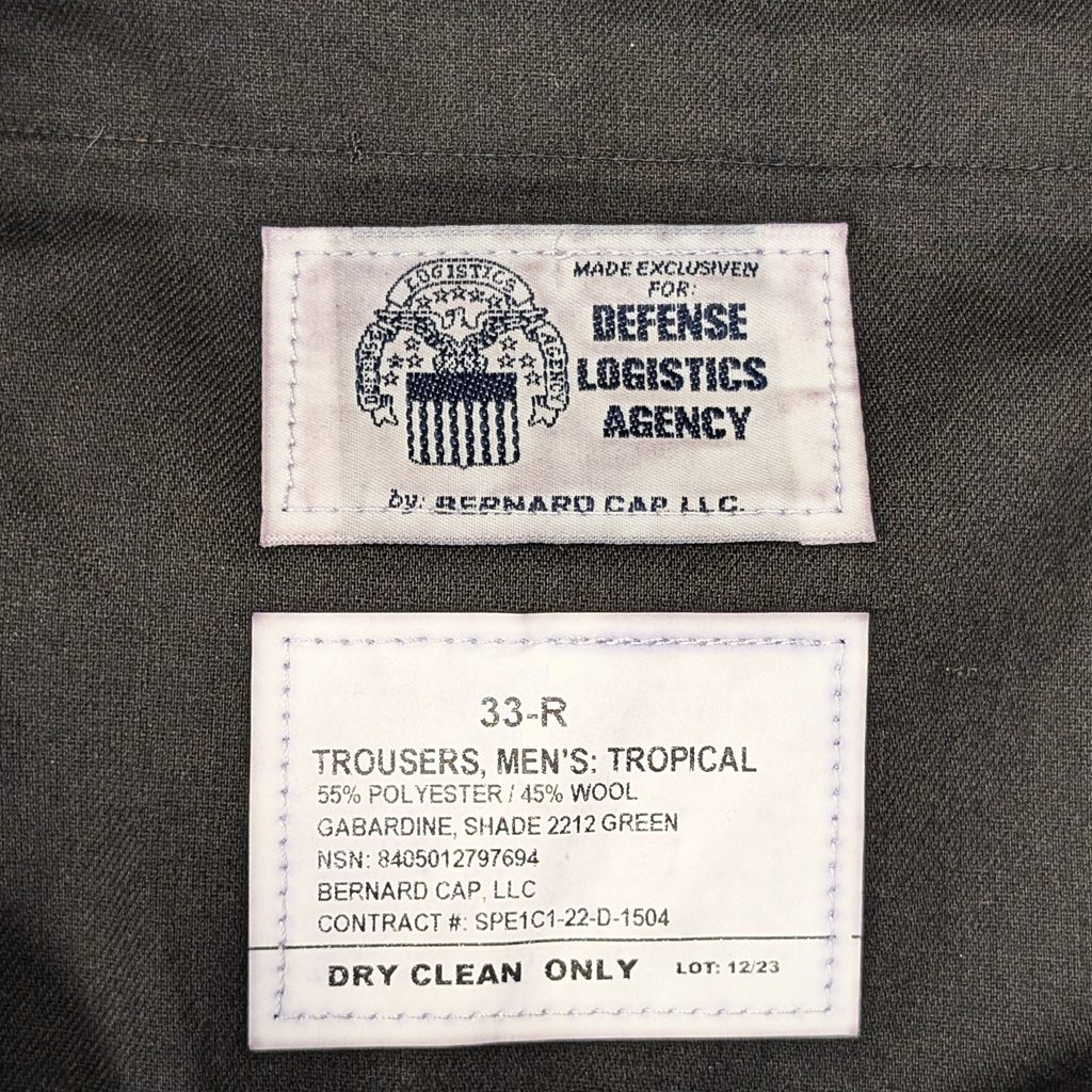 olive drab men's poly-wool US Marine Corps dress pants (trousers)